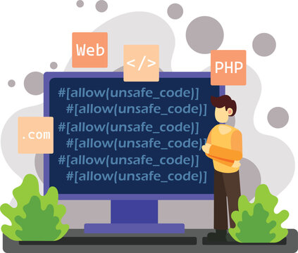 Software coding and web development illustration