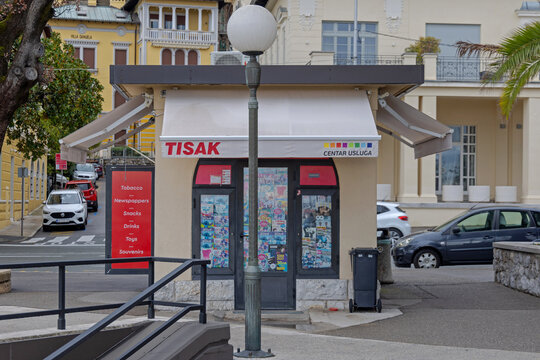 Nespapers and Magazines Kiosk Tisak at Street in Opatija Croatia