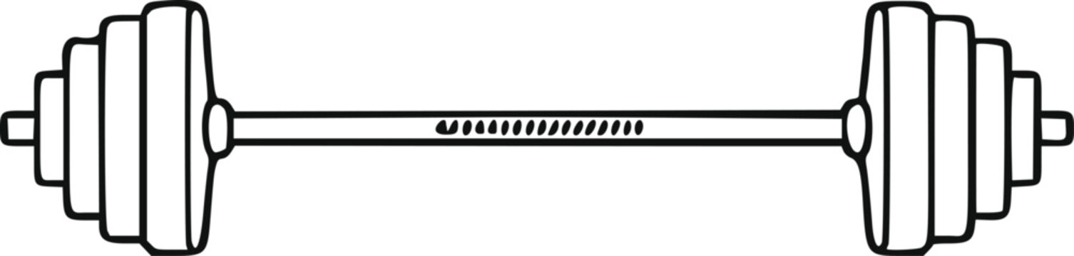 Minimalist Barbell Line Drawing | Black White Dumbbell Vector Illustration