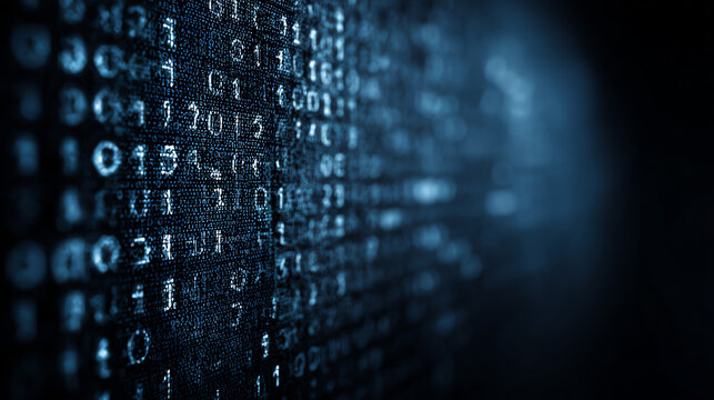 Abstract representation of binary code creating a digital landscape, emphasizing the world of technology and data.