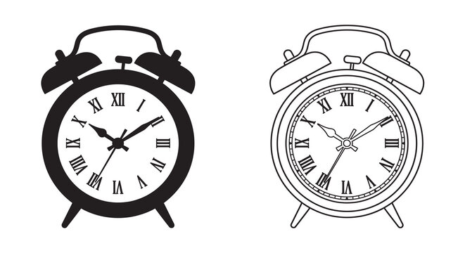 Alarm clock silhouette on a white background