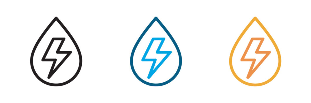 Water Drop Lightning Bolt Vector Illustration, Electrolyte Hydration Energy Symbol for Fitness Health Drink and Wellness Concept Design