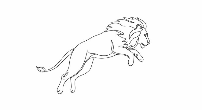 Jumping lion line art