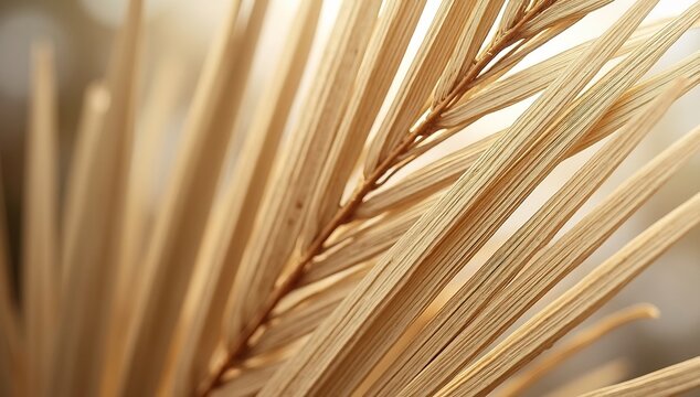 Close-up of Dried Palm Frond Texture and Detail.