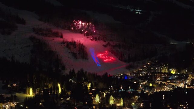 Torchlight Parade Fireworks In Vail Colorado