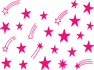 Obraz premium sparkle Star Pattern With Hand-Drawn Shooting Stars and Playful hand-drawn Decorative Background.