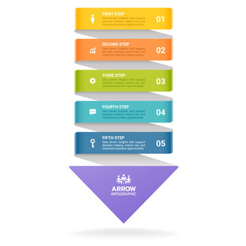 Arrow Step Infographic with Business Growth Workflow Diagram Template Background