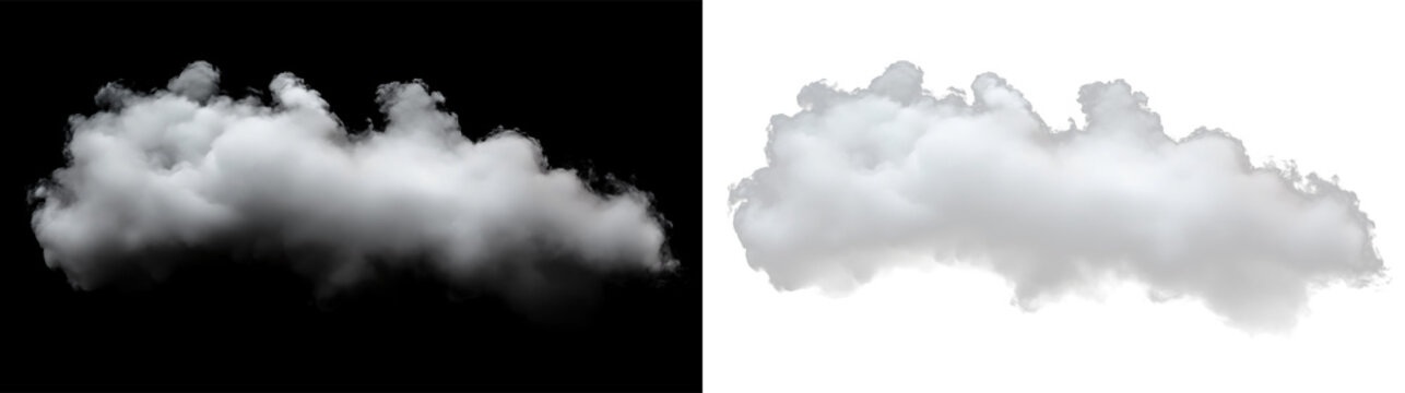 Cloud floating on a transparent background during a sunny day with no other elements present