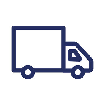 Delivery truck linear ui icon. Courier service. Heavy load transportation. GUI, UX design. Outline isolated user interface element for app and web. Editable stroke. Arial font used