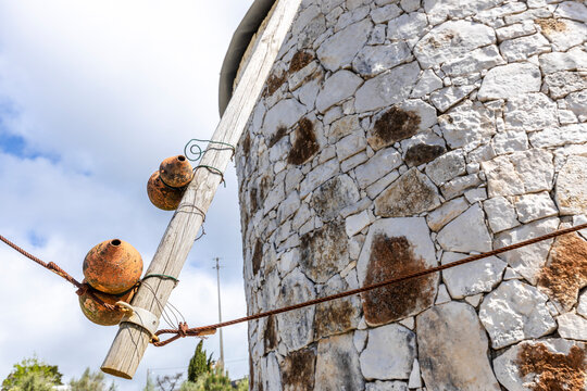 Traditional Stone Windmill Near Grutas de Mira de Aire in Portugal