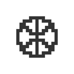 Obraz premium Global network pixelated ui icon. International connection. Worldwide communication. Editable 8bit graphic element. Outline isolated vector user interface image for web, mobile app. Retro style