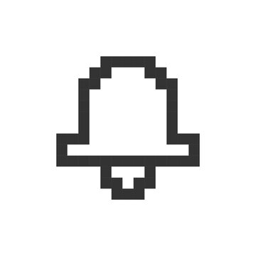 Notifications pixelated ui icon. Adjusting ringer volume. Alarm clock. Ring mode. Editable 8bit graphic element. Outline isolated vector user interface image for web, mobile app. Retro style