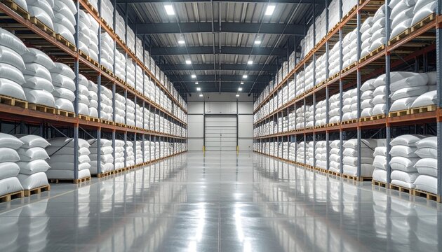 Warehouse Interior Highlighting Industrial Storage Logistics Management and Organizational Efficiency Concept