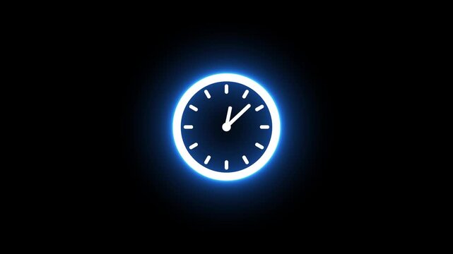 Round wall clock blue animation. The timer counts down the time. Wall clock time working office hours animated. 4k clock animation video.