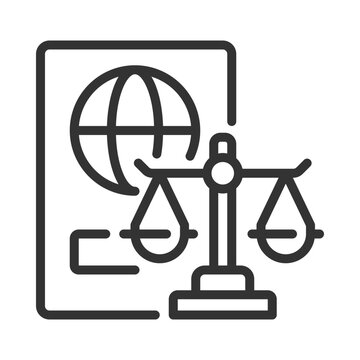 Immigration law pixel perfect linear icon. International people moving regulation. Governmental control. Thin line illustration. Contour symbol. Vector outline drawing. Editable stroke