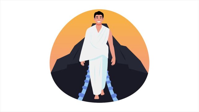 Pilgrim walking on mount Arafat  Animation MP4 File