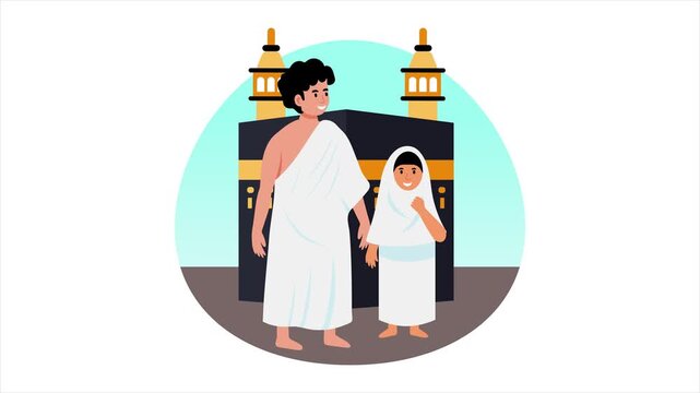 Siblings doing tawaf  Animation MP4 File