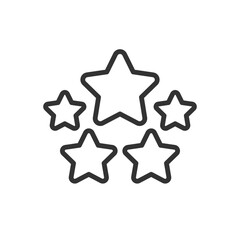 Obraz premium Five stars pixel perfect linear icon. High rating of company products. Customer feedback about service quality. Thin line illustration. Contour symbol. Vector outline drawing. Editable stroke