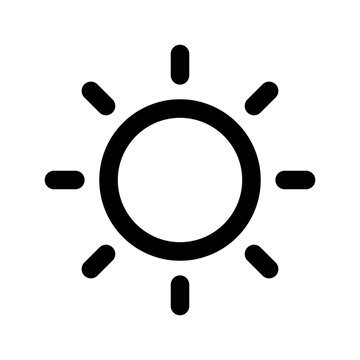 Sunny weather white linear ui icon. Clear sky. Summertime. Weather prediction. GUI, UX design. Outline isolated user interface element for app and web. Editable stroke. Arial font used
