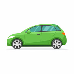 Fototapeta premium Green Hatchback Car Illustration