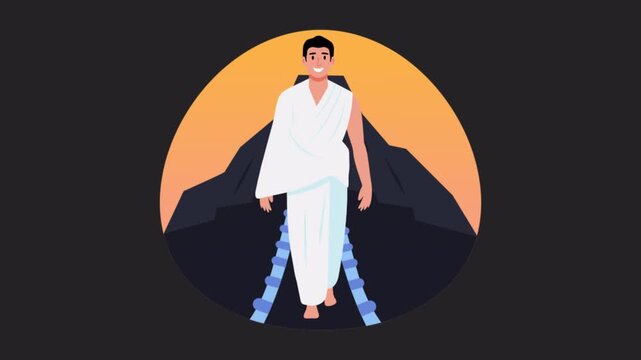 Pilgrim walking on mount Arafat vector concepts  Animation Alpha Channel