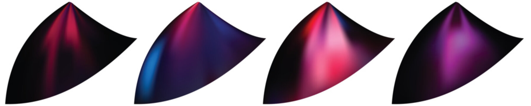 A set of 3D color stripes featuring curls, red arrows, and blank business label elements designed as a vector illustration for web banners and signs
