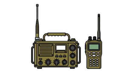 Fototapeta premium Military radio transceiver and walkie-talkie vector illustration