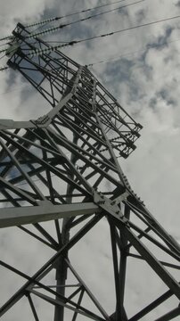 Power Lines and Transmission Tower From Low Angle