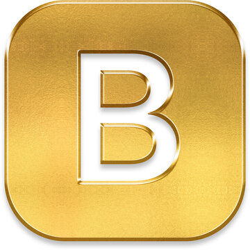 Premium 3D golden bootstrap letter B icon for web development branding