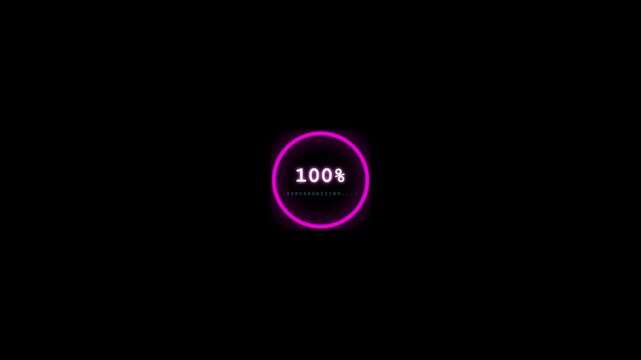 Neon Loading Circle 100 Percent Animation Futuristic Progress Loop