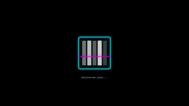 Neon Barcode Scanner Animation Retail Technology Background Loop