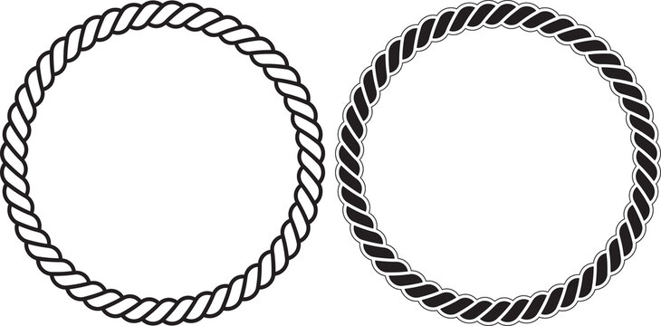 Rope braided circular patterns side by side isolated on transparent background