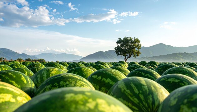 白い背景の下半分に、丸ごとのスイカが10個以上転がる夏らしい静物イメージ。
緑の縞模様と丸いフォルムが映え、みずみずしい質感とシャープな描写が爽快感を演出。
広い余白を活かした構図で、広告、バナー、SNS、ポスター素材として使いやすいデザイン。
夏休み、イベント、食品販促、季節キャンペーン向けのビジュアル制作に最適