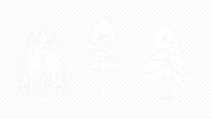 Obraz premium Architectural Drawings, Minimal style cad tree line drawing, Side view, set of section wetland forest outline for landscape design drawing. 