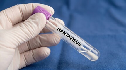 Obraz premium Medical Professional Holding Hantavirus Test Tube for Laboratory Diagnosis and Screening