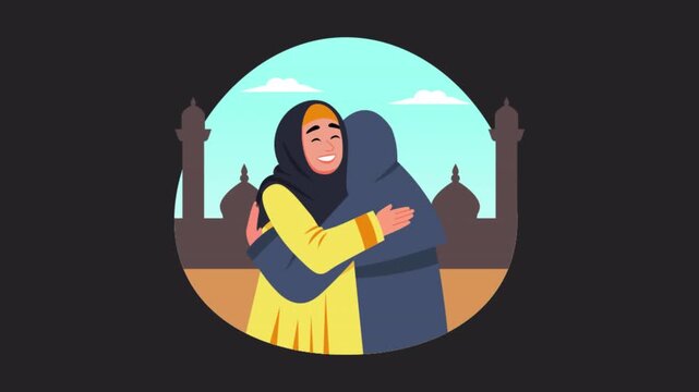 Woman hugging her friend vector concepts  Animation Alpha Channel