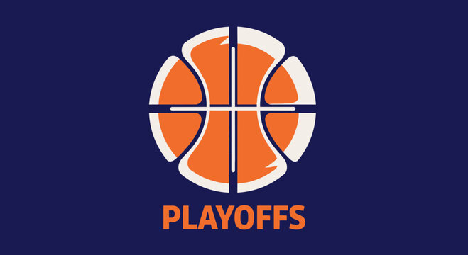 Abstract Basketball Design with Playoffs Text on a Rich Blue Background
