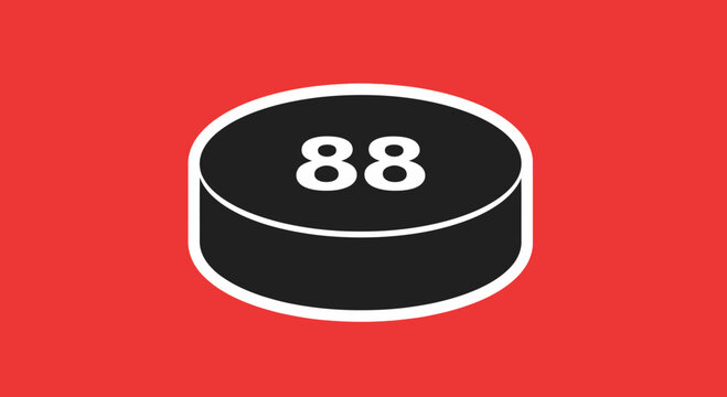 Abstract Graphic Design With Red Background And Bold Number 88 Displayed on a Tablet