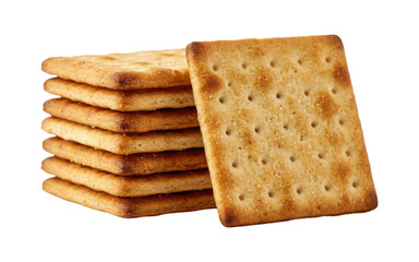 Fototapeta premium Stack of Square Crackers on White Background
