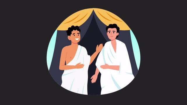 Two friend pilgrims laughing vector concepts  Animation Alpha Channel