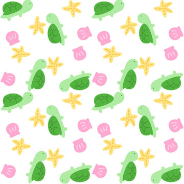 바다거북이 캐릭터 귀여운 패턴 turtle illust pattern