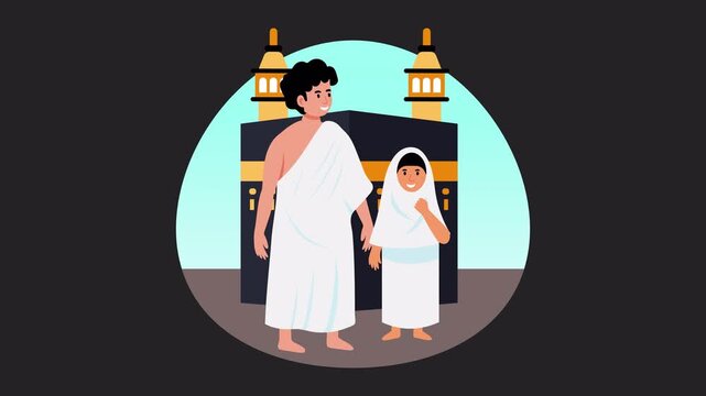 Siblings doing tawaf vector concepts  Animation Alpha Channel