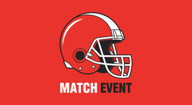 American Football Helmet On Red Background With Match Event Text Graphic Design