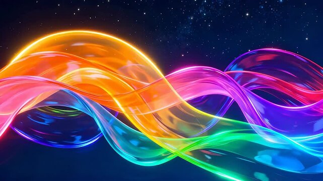 Colorful flowing ribbons in space