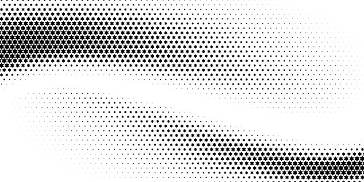 Grunge halftone gradient background. Faded grit noise texture. White and black sand wallpaper. Retro pixelated backdrop. Anime or manga style comic overlay. Vector graphic design textured template