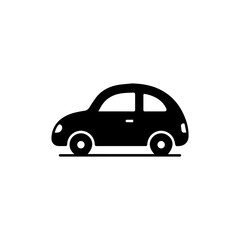 Fototapeta premium Minimalist Silhouette of a Small, Retro-Style Car Icon on White Background