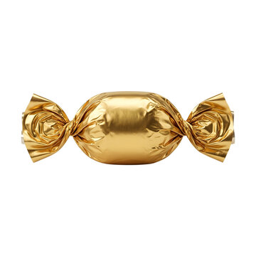Single candy wrapped in shiny gold foil