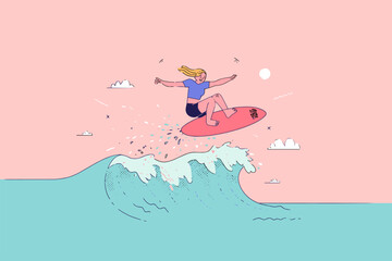 Joyful Wingfoil Athlete Catching Air Over Ocean Waves © Edik