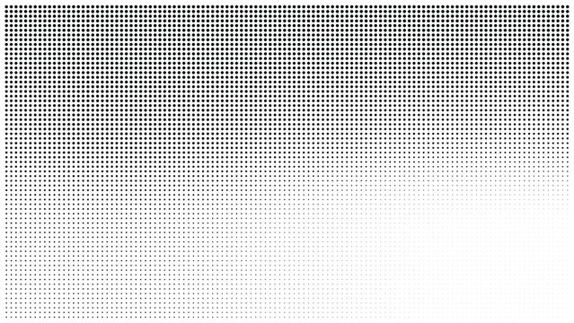 Wide horizontal halftone dot pattern with a bright section in the middle black and white dot matrix halftone