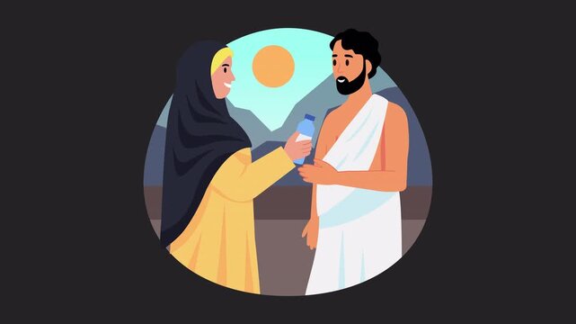 Woman offering water vector concepts  Animation Alpha Channel